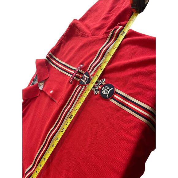 Y2K 90'S TOMMY HILFIGER POLO SHIRT LYON CREST EMBROIDERED PATCHES SZ XL ICONIC - Picture 5 of 16